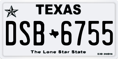 TX license plate DSB6755