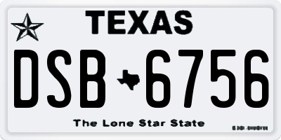 TX license plate DSB6756