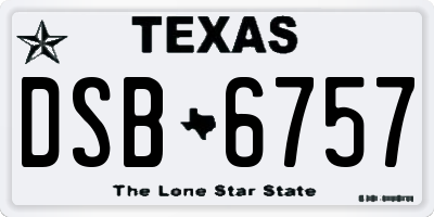TX license plate DSB6757