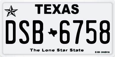 TX license plate DSB6758