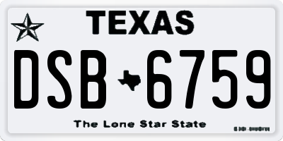 TX license plate DSB6759