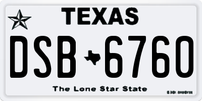 TX license plate DSB6760