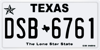 TX license plate DSB6761