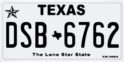 TX license plate DSB6762