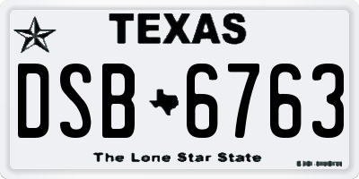 TX license plate DSB6763