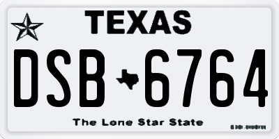 TX license plate DSB6764