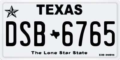 TX license plate DSB6765