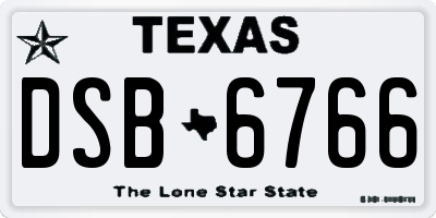 TX license plate DSB6766
