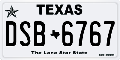 TX license plate DSB6767