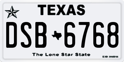 TX license plate DSB6768