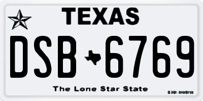 TX license plate DSB6769