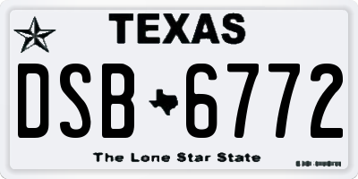 TX license plate DSB6772