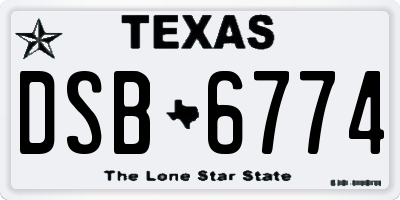 TX license plate DSB6774