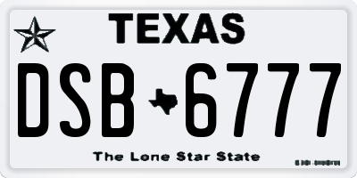 TX license plate DSB6777