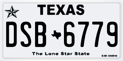 TX license plate DSB6779