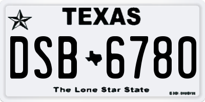TX license plate DSB6780