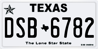 TX license plate DSB6782
