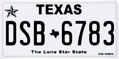 TX license plate DSB6783