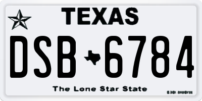TX license plate DSB6784