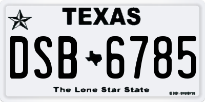 TX license plate DSB6785
