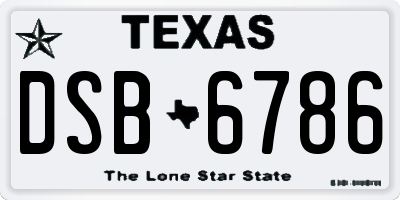 TX license plate DSB6786