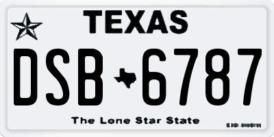 TX license plate DSB6787
