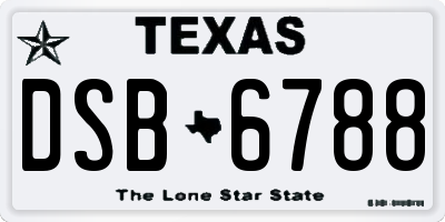 TX license plate DSB6788