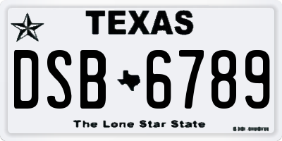 TX license plate DSB6789