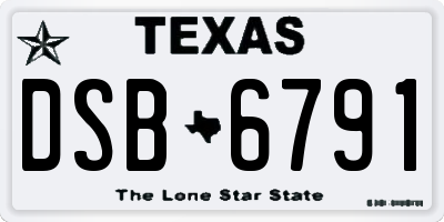 TX license plate DSB6791