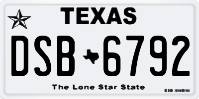 TX license plate DSB6792