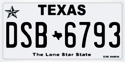TX license plate DSB6793