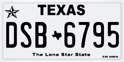 TX license plate DSB6795