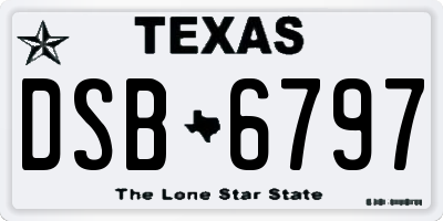 TX license plate DSB6797