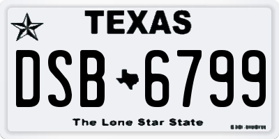 TX license plate DSB6799