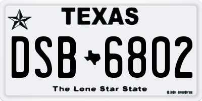 TX license plate DSB6802