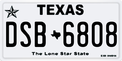 TX license plate DSB6808