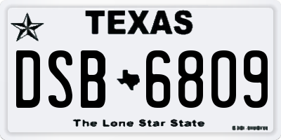 TX license plate DSB6809