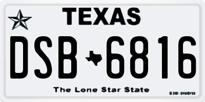 TX license plate DSB6816