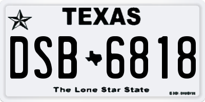 TX license plate DSB6818