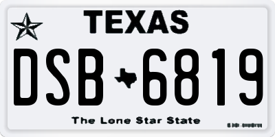 TX license plate DSB6819
