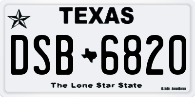 TX license plate DSB6820