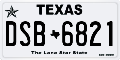 TX license plate DSB6821