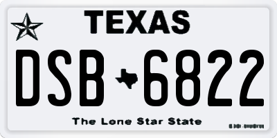 TX license plate DSB6822