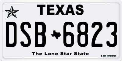 TX license plate DSB6823