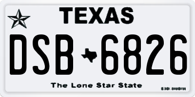 TX license plate DSB6826