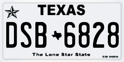 TX license plate DSB6828
