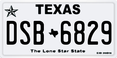 TX license plate DSB6829