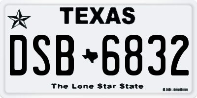 TX license plate DSB6832