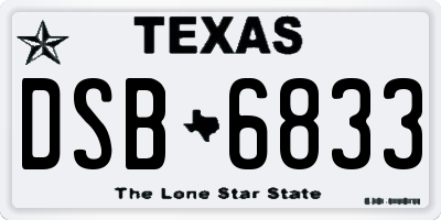 TX license plate DSB6833