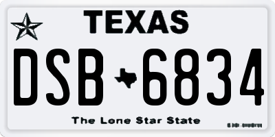 TX license plate DSB6834